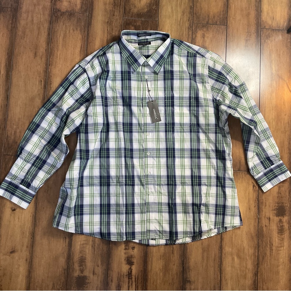 Omega Italy Button Down Plaid Men’s Shirt 3XL